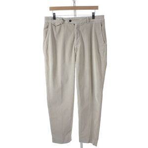 Designer Mens Chino Pants Beige Cotton Button Size 34